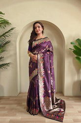 Banarasi Mushro Satin Silk Zari Banarasi Weaving Saree